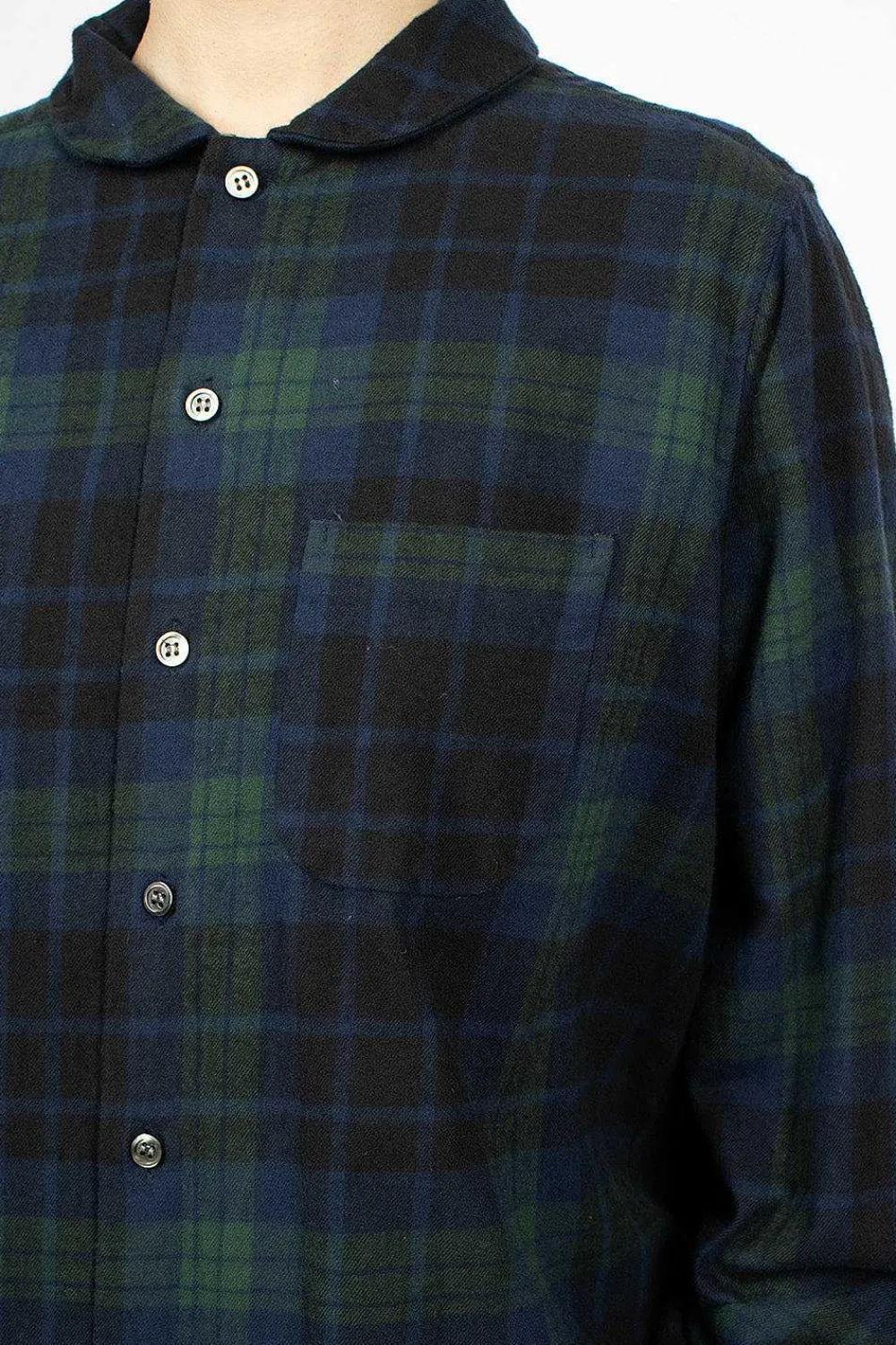 Engineered Garments FWK Rounded Collar Shirt Blackwatch Tartan| Shirts