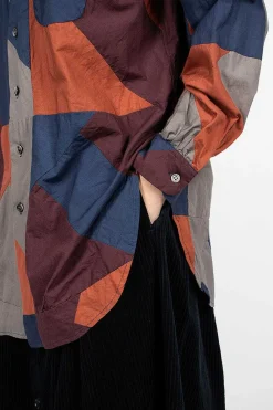 Engineered Garments FWK Rounded Collar Shirt Burgundy/Geo| Tops