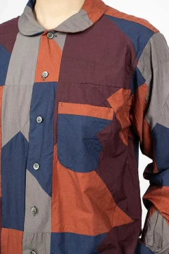 Engineered Garments FWK Rounded Collar Shirt Burgundy/Geo| Tops