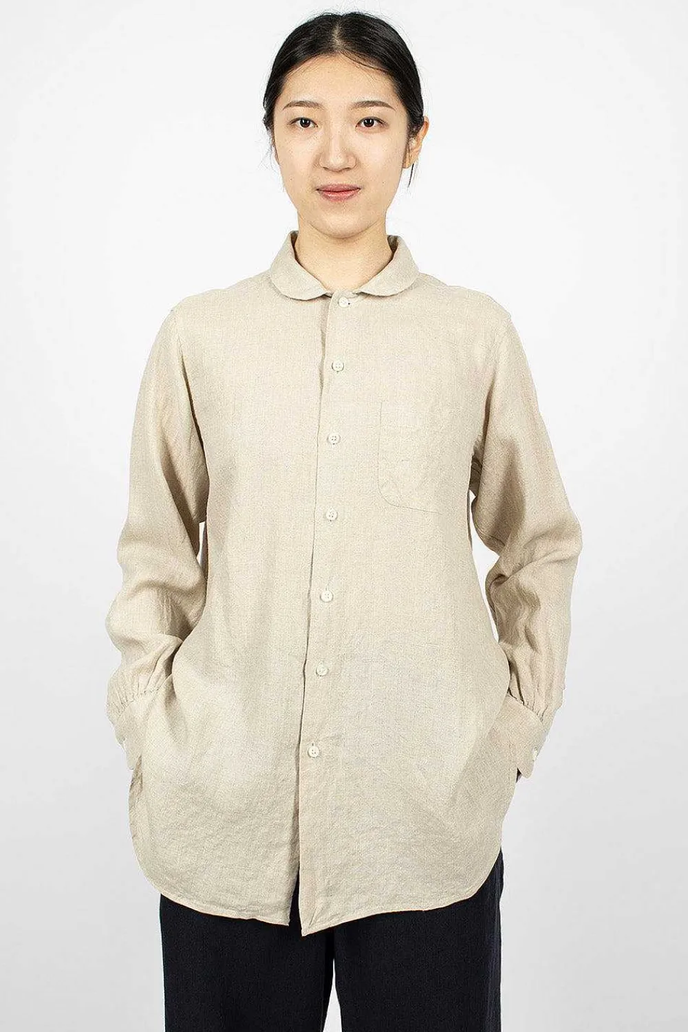 Engineered Garments FWK Rounded Collar Shirt Natural| Shirts