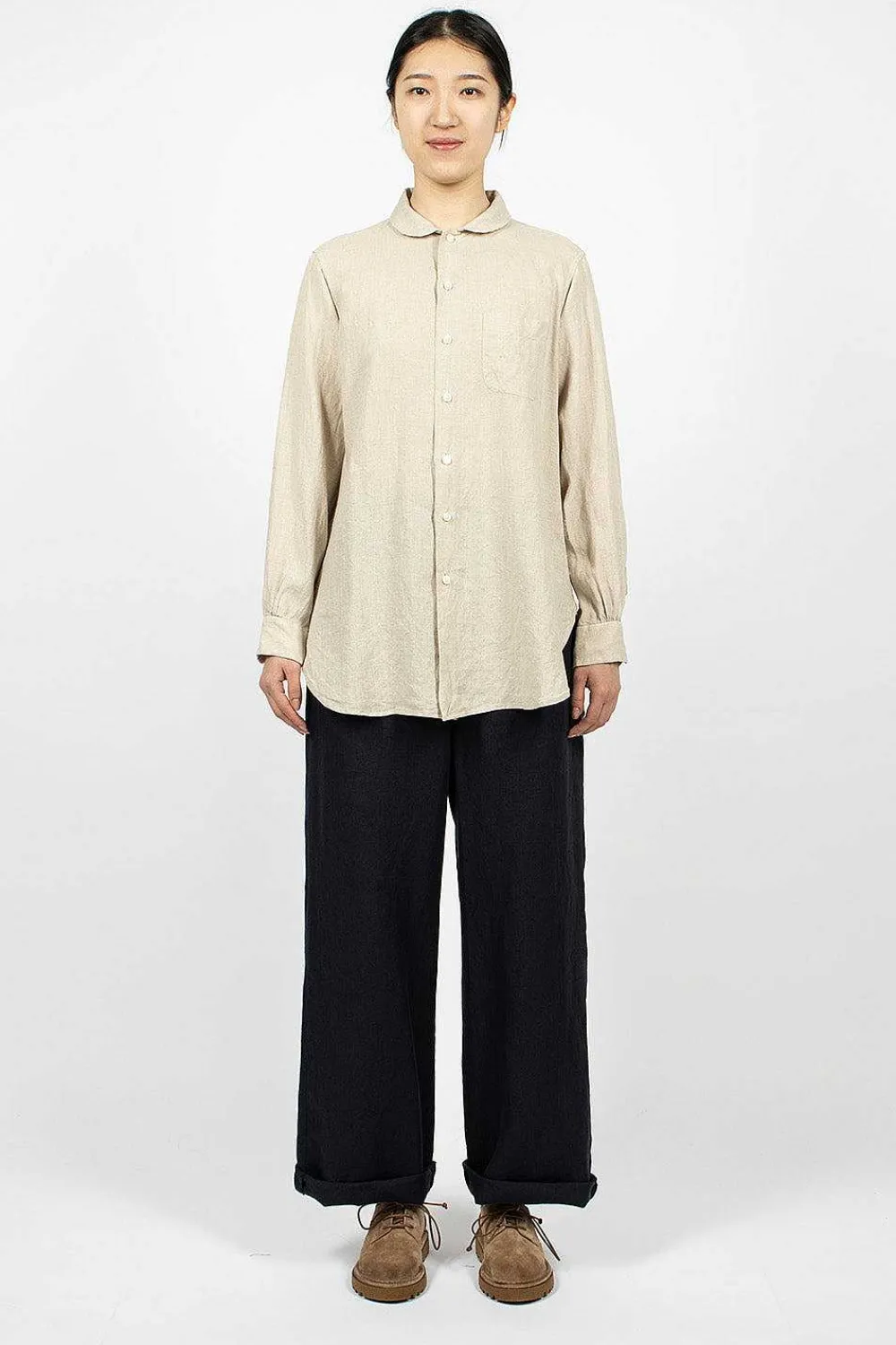 Engineered Garments FWK Rounded Collar Shirt Natural| Shirts