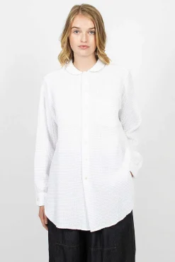 Engineered Garments FWK Rounded Collar Shirt Waffle White| Shirts