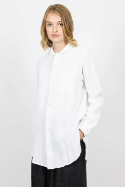 Engineered Garments FWK Rounded Collar Shirt Waffle White| Shirts