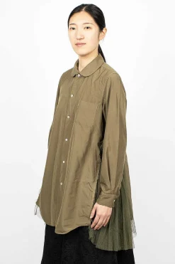 Comme Des Garçons Comme Des Garçons Ruffle Gusset Shirt Khaki| Shirts