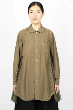 Comme Des Garçons Comme Des Garçons Ruffle Gusset Shirt Khaki| Tops