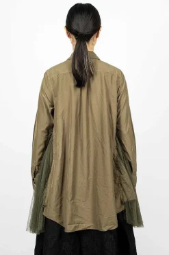 Comme Des Garçons Comme Des Garçons Ruffle Gusset Shirt Khaki| Tops
