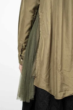 Comme Des Garçons Comme Des Garçons Ruffle Gusset Shirt Khaki| Tops