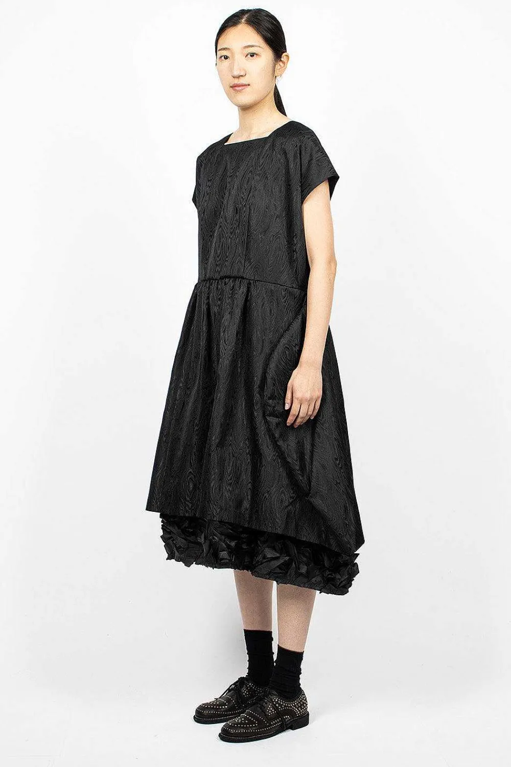 Comme Des Garçons Comme Des Garçons Ruffle Jacquard Dress Black| Dresses