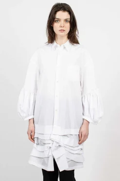 Comme Des Garçons Comme Des Garçons Ruffle Shirt Dress White| Dresses