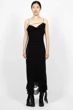 Acne Studios Ruffle Strap Dress Black| Dresses