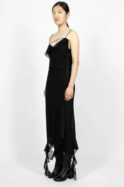 Acne Studios Ruffle Strap Dress Black| Dresses