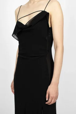 Acne Studios Ruffle Strap Dress Black| Dresses