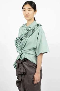 Dries Van Noten Ruffle T-Shirt Light Blue| Tops