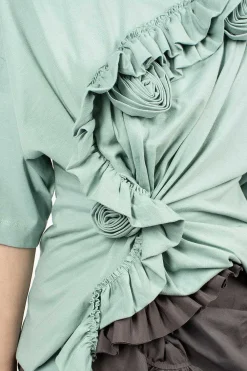 Dries Van Noten Ruffle T-Shirt Light Blue| Tops