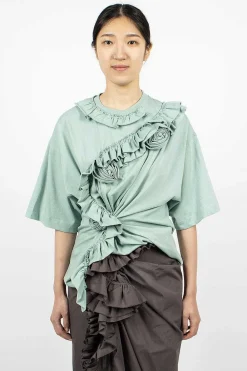 Dries Van Noten Ruffle T-Shirt Light Blue| Tops