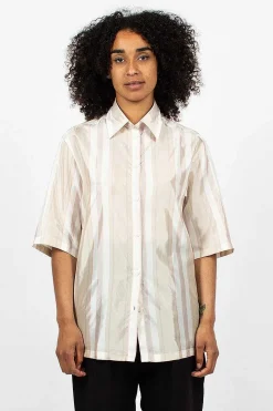 Acne Studios Saffi Bag Stripe Blouse Red/Brown| Shirts