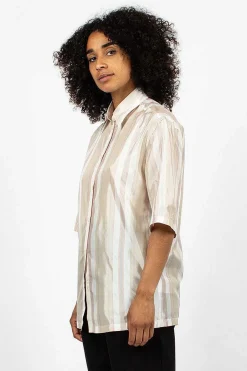 Acne Studios Saffi Bag Stripe Blouse Red/Brown| Shirts