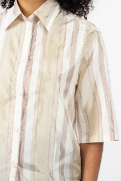 Acne Studios Saffi Bag Stripe Blouse Red/Brown| Shirts