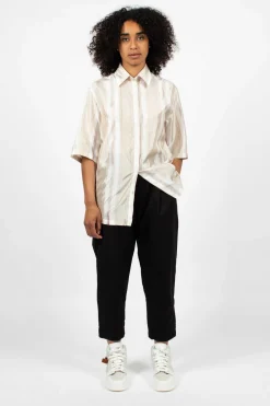 Acne Studios Saffi Bag Stripe Blouse Red/Brown| Shirts