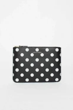 Comme des Garçons Wallets Sa5100Pd Black Leather Polka Dot Pouch| Wallets
