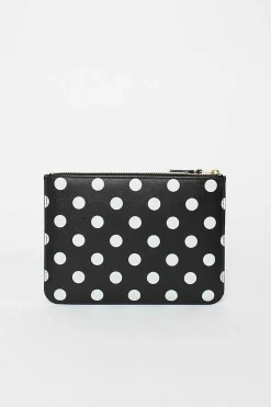 Comme des Garçons Wallets Sa5100Pd Black Leather Polka Dot Pouch| Wallets