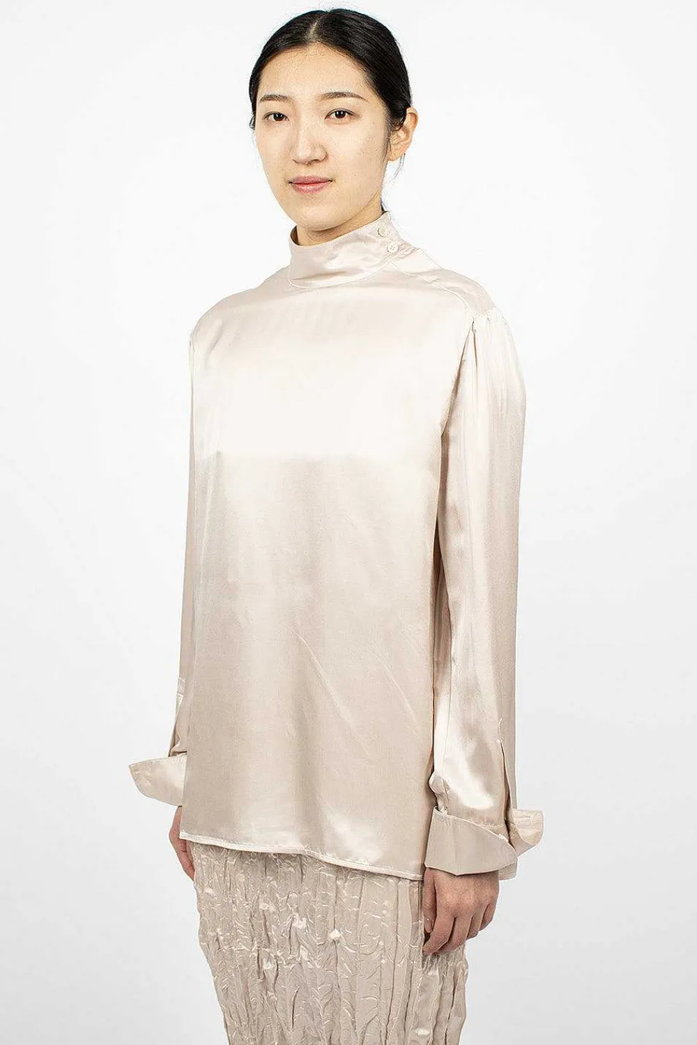 Acne Studios Satin Blouse Pebble Beige| Shirts