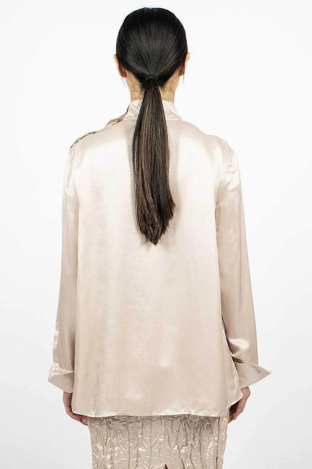 Acne Studios Satin Blouse Pebble Beige| Shirts