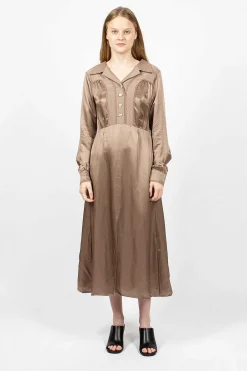Acne Studios Satin Dress Mink Brown| Dresses