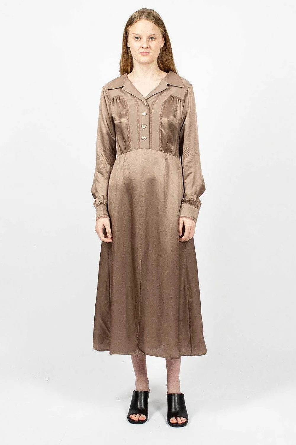 Acne Studios Satin Dress Mink Brown| Dresses