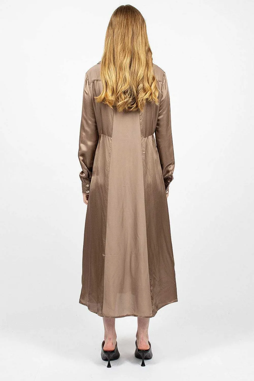 Acne Studios Satin Dress Mink Brown| Dresses