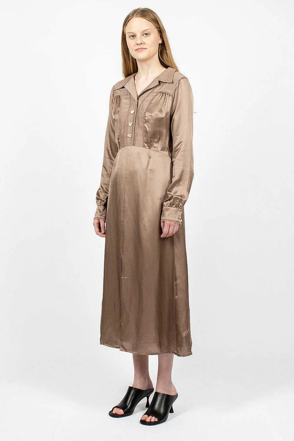 Acne Studios Satin Dress Mink Brown| Dresses