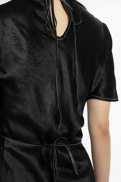 Acne Studios Satin Wrap Dress Black| Dresses