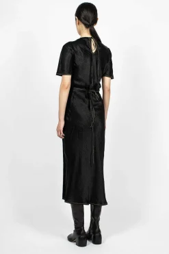 Acne Studios Satin Wrap Dress Black| Dresses