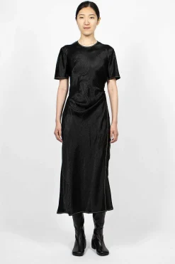 Acne Studios Satin Wrap Dress Black| Dresses