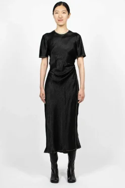 Acne Studios Satin Wrap Dress Black| Dresses