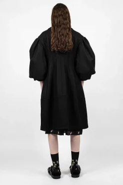 Simone Rocha Sculpted Biker Detail Coat Black| Outerwear