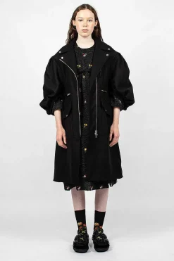 Simone Rocha Sculpted Biker Detail Coat Black| Outerwear