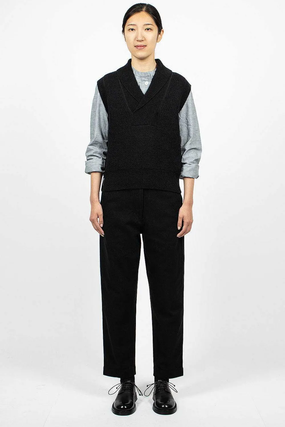 Margaret Howell Shawl Collar Slipover Ink| Tops