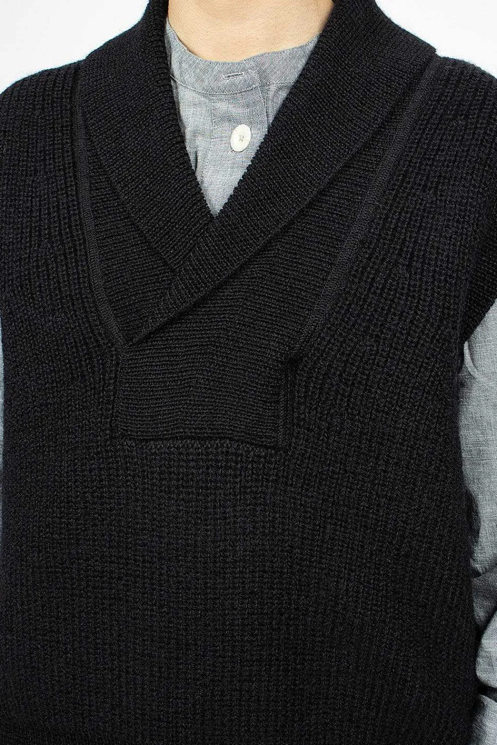 Margaret Howell Shawl Collar Slipover Ink| Tops