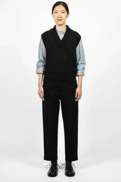 Margaret Howell Shawl Collar Slipover Ink| Knitwear