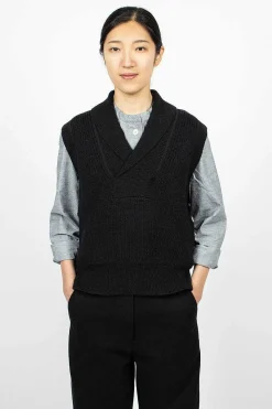 Margaret Howell Shawl Collar Slipover Ink| Knitwear