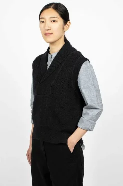 Margaret Howell Shawl Collar Slipover Ink| Knitwear
