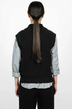 Margaret Howell Shawl Collar Slipover Ink| Knitwear