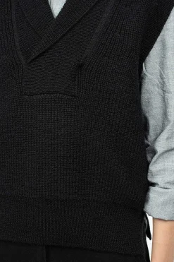 Margaret Howell Shawl Collar Slipover Ink| Knitwear