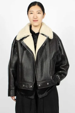 Acne Studios Shearling Jacket Dark Brown| Outerwear