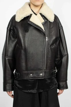 Acne Studios Shearling Jacket Dark Brown| Outerwear