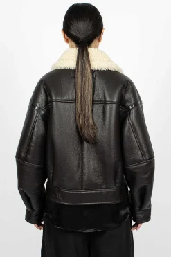 Acne Studios Shearling Jacket Dark Brown| Outerwear