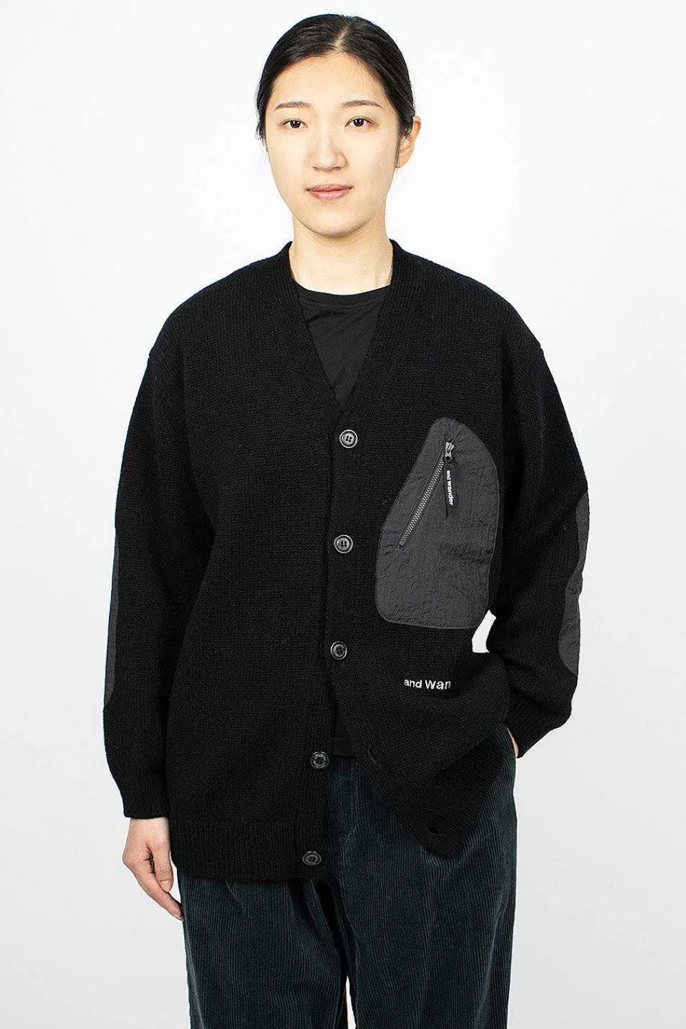 and wander Shetland Wool Cardigan Black| Knitwear