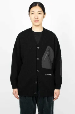 and wander Shetland Wool Cardigan Black| Knitwear