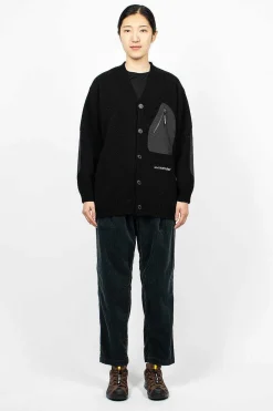 and wander Shetland Wool Cardigan Black| Knitwear